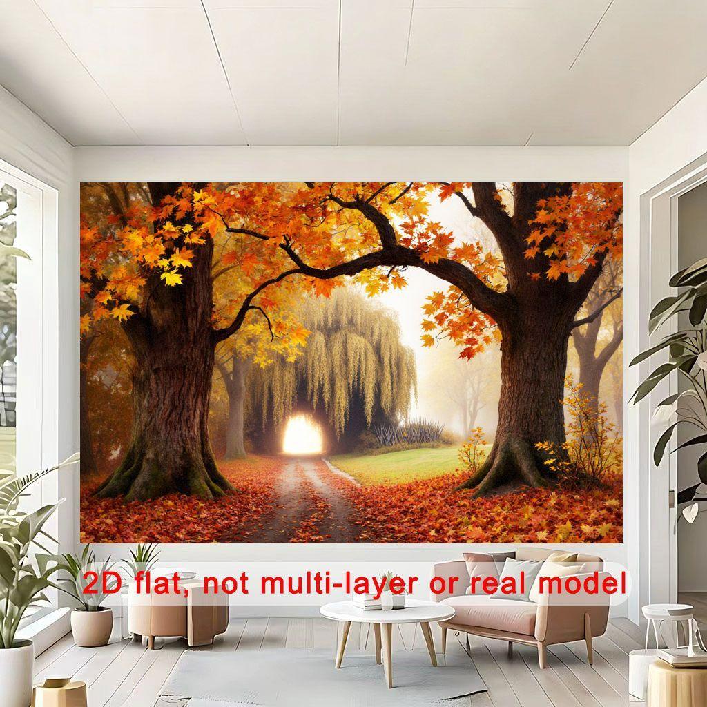 2D Flat Design 1-piece Autumn Tree Banner Suitable for Autumn Parties and Weddings