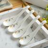 4pcs, Bone China Decorative Rice Spoons, Gold Bordered Decor, Ceramic Japanese Kitchen Tool Accessories, Coffee Dessert Scoop