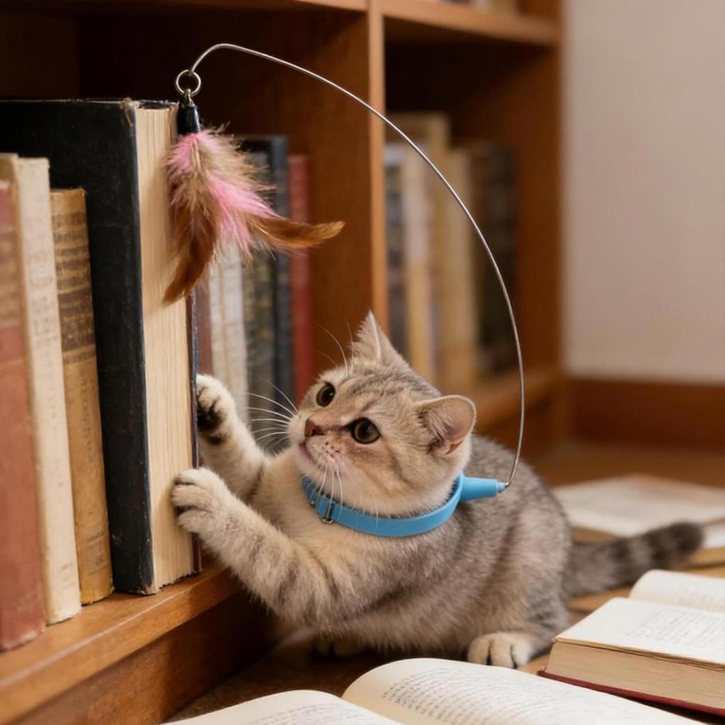 Latest Popular Feathers Plaything With Collar For Cat Teaser Self-Entertainment Cat Plaything Neck Collar Feathers Bell Cat Toy Pet Supplies