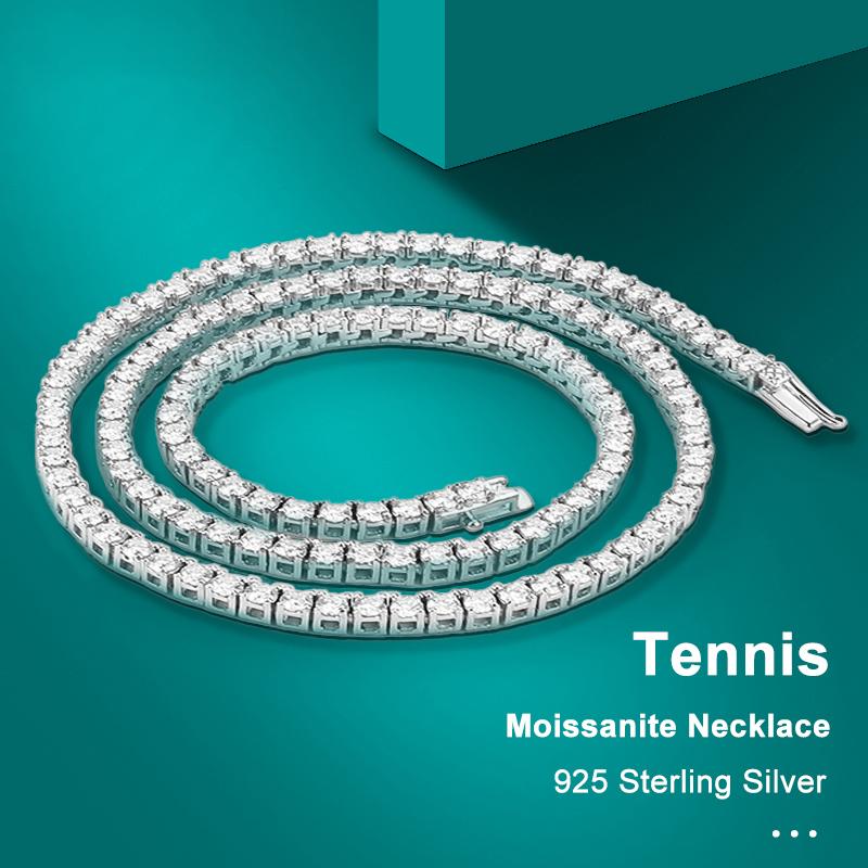 925 Sterling Silber Moissanit Tennis Halskette für Frauen echte 3 4 5 mm Diamanten mit Halskette edler Schmuck