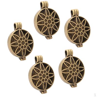 Medaillon-Anhänger mit Blumenschnitzerei, zum Selbermachen von Schmuck – Muster 2, Bronze