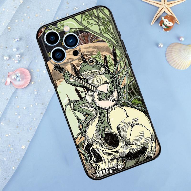 Vintage Retro Frosch Pilze Hülle Für iPhone 15 16 14 13 12 11 Pro Max Mini X XR XS Max 7 8 Plus Stoßfänger Hüllen Abdeckung