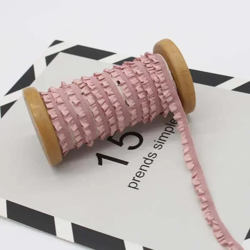 5-30Meters Meetee 10mm Elastic Bands Garment Stretch Ruffled Lace Trim Hairband Rubber Tapes DIY Clothing Sewing Accessories