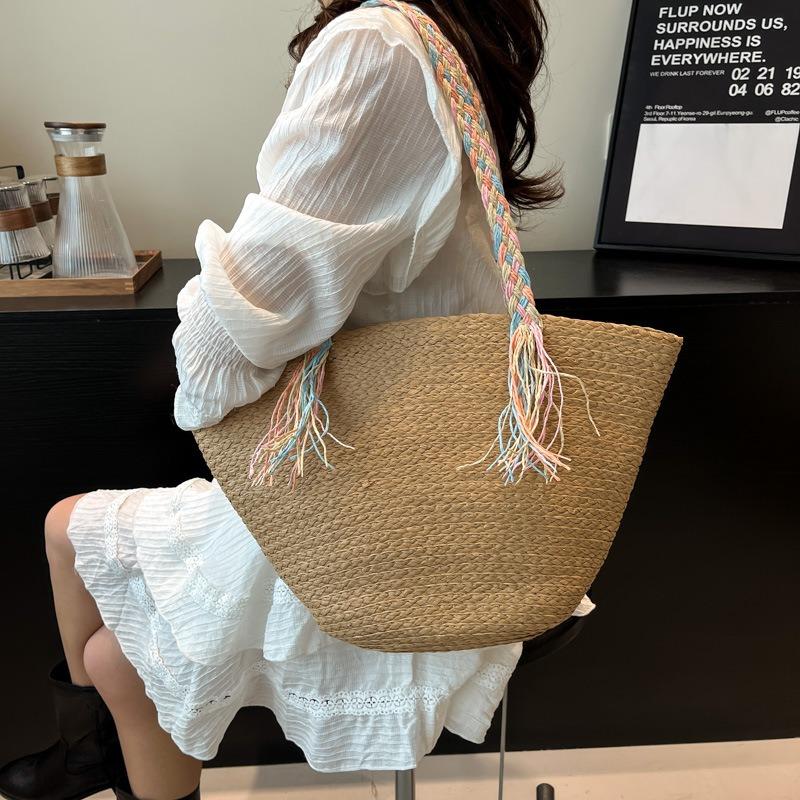 Holiday Style Woven Big Bag Women's New Trendy Fashion Underarm Straw Bag Summer Commuter Tote Bag