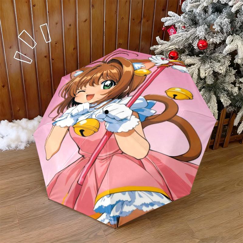 1PC Sakura Kinomoto Automatic Umbrella - Suitable Travel Outdoor Portable Umbrella Birthday Gift Daily Essentials