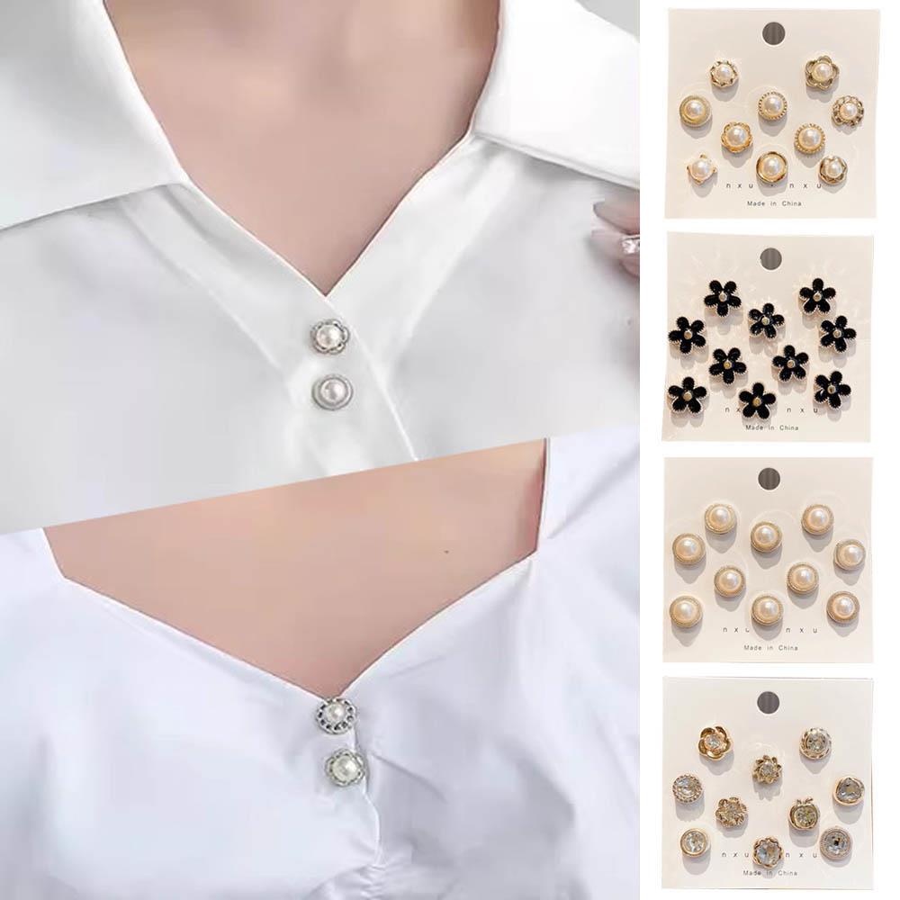 10 stuks Kraagnaald Gesp Vaste Pin Trendy Sieraden Cadeau Voor Vrouwen Broche Mode Geen Gaten Magnetische Gespen Voor Hemden