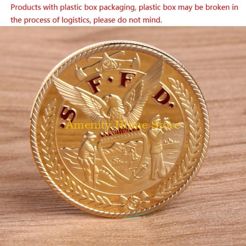 F26C Commemorative Coin Collection Artwork Plating Golden Saint Florian Firefighters