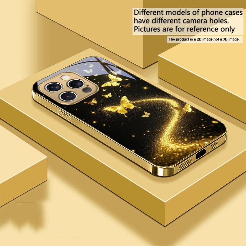 Winding Golden Light For IPhone 17Pro Max 16 17 Pro 15 Pro 14 13 Plus 12 Mini 11Pro Max XR 16E 17Air Golden Glass Phone Case