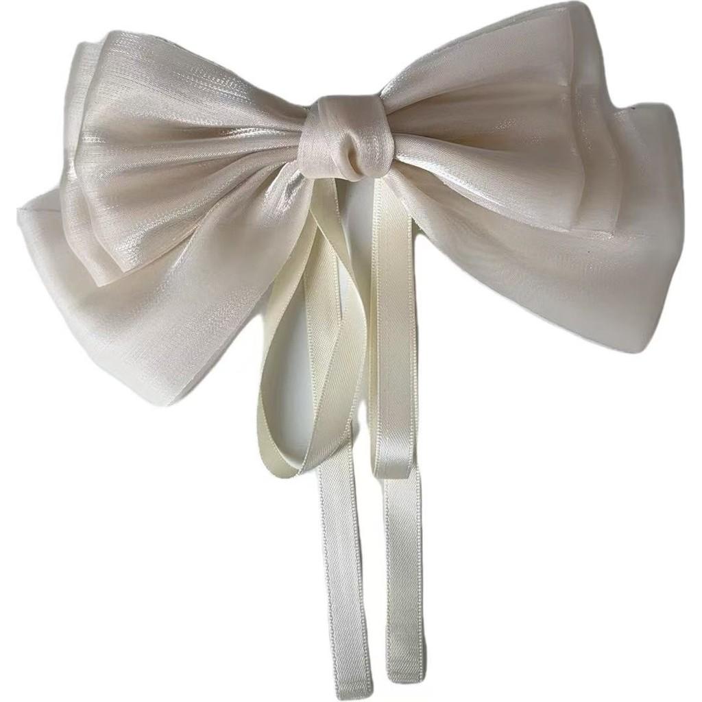 Mermaid Ji Pearlescent Satin Bow Hair Clip Women Summer Sweet Ribbon Spring Clip Fairy Hair Accessories