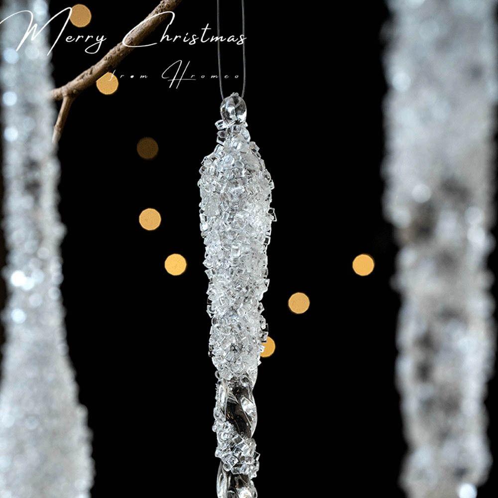 Transparent Christmas Hanging Pendants Water droplet Ice Bar Christmas Decorations Hanging Acrylic Xmas Tree Embellishment