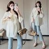 Versatile Long Sleeve Korean Style Maternity Doll Shirt for Spring/Autumn 2026