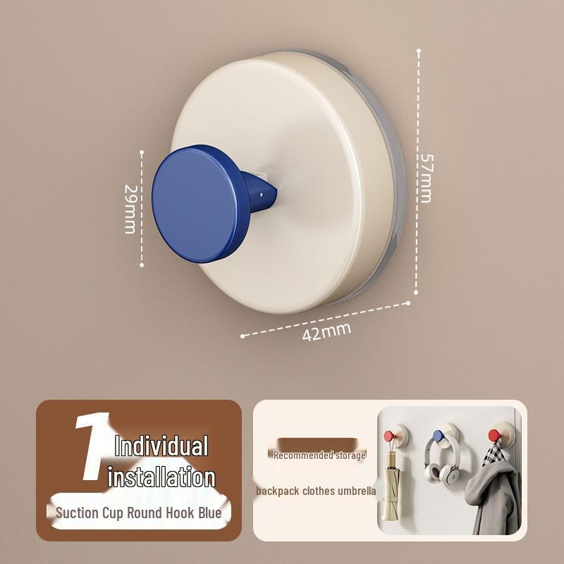 Walnut Suction Cup Hook - Wall-Mounted, High Load Capacity, Traceless Coat Hook for Bathroom