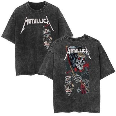 Metallica Rock Band Vintage Gewassen T-shirt Is Retro 2026 High-end Luxe Is voor Zowel Mannen Als Vrouwen Top Y2k