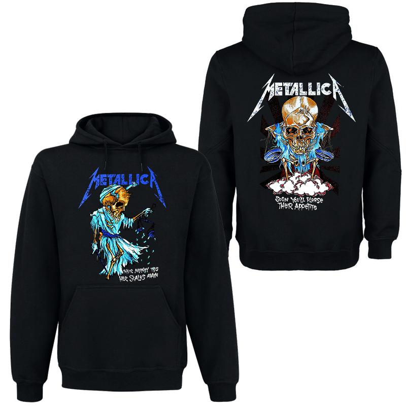 METALLICA Banda Rock Vento Sombrio Moletom Masculino Street Hip Hop Top Suéter Confortável com Capuz Outono_Inverno Personalidade Roupa Masculina