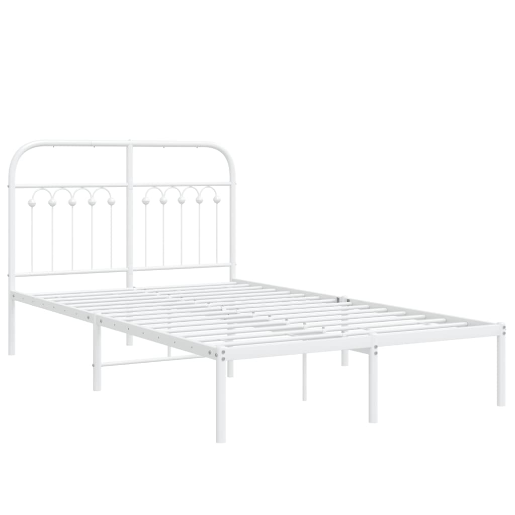 Metal Bed Frame with Headboard White 120x200 cm
