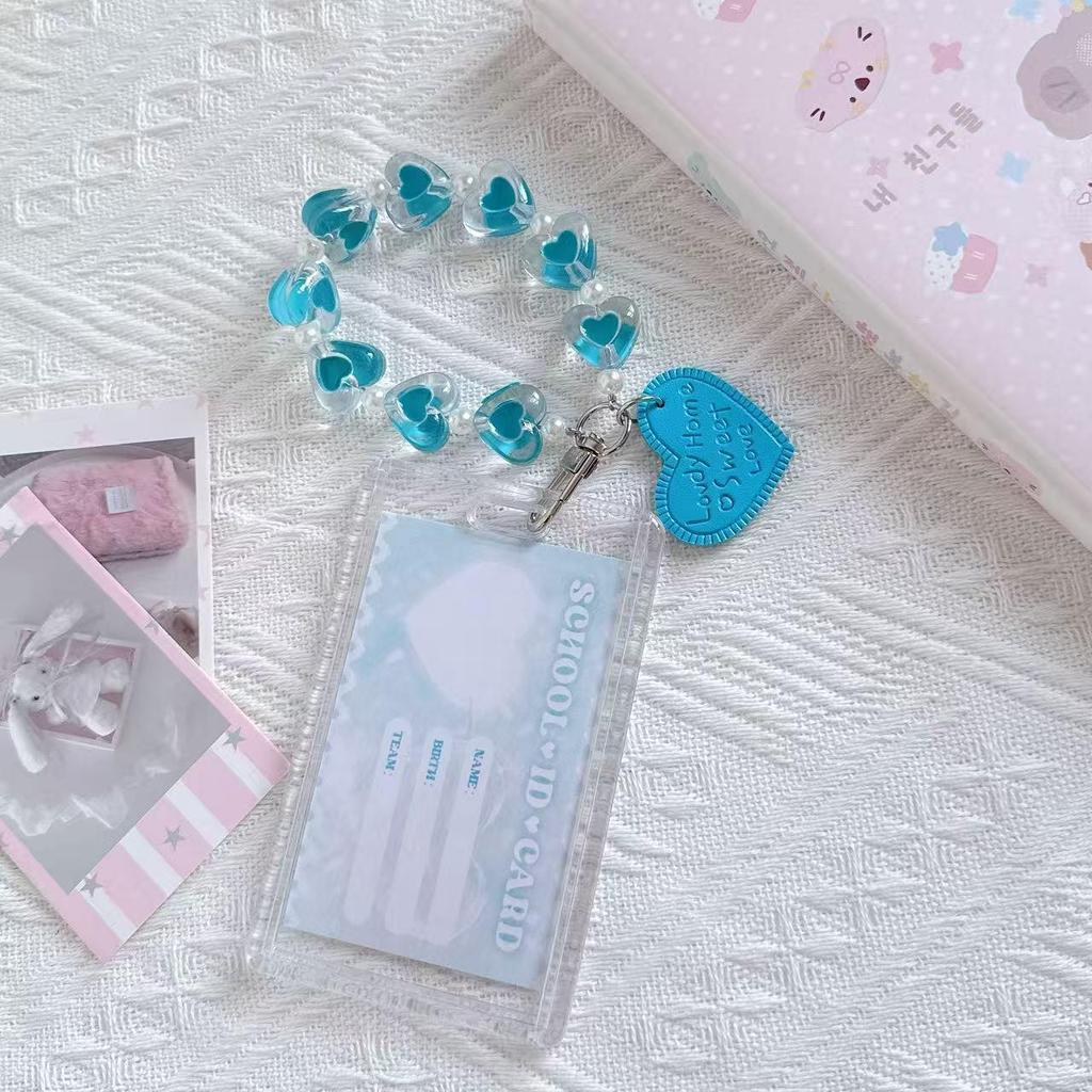 Transparent Heart Acrylic Keychain Card Holder for 3-Inch Instant Camera Photos