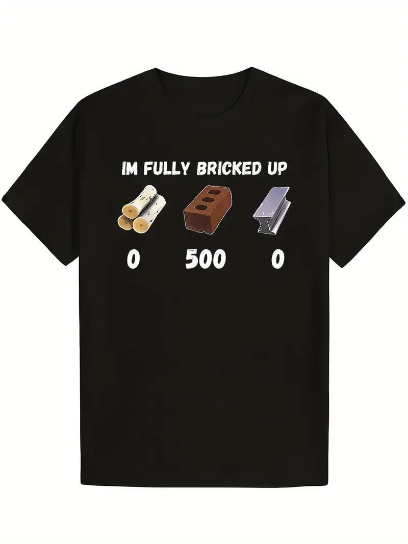 Hip Hop Harajuku Y2k T Shirts Vintage Im Fully Bricked Up Meme Funny Gen Z Humor Cute Cat Tee Cotton Print Top Game Shirt S
