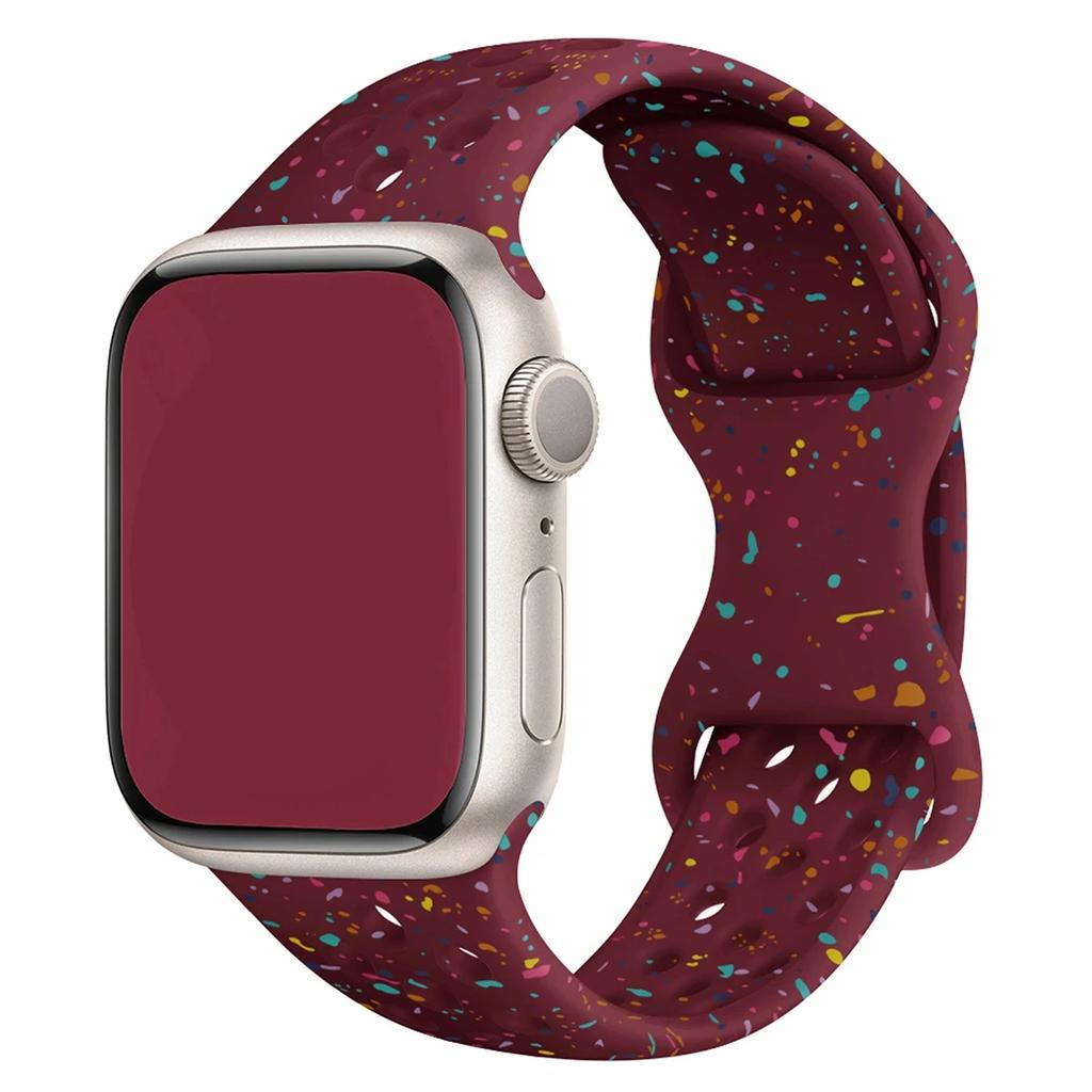 Color Particles Strap for Apple Watch Ultra 2 Band 49mm 45mm 44mm Silicone Bracelet for IWatch Series 9 8 7 6 5 41mm 42mm SE 4 3