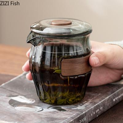 Théière en verre transparent pour le bureau, théière Pu Erh Longjing, théière portable et créative, filtre, accessoires simples pour la cérémonie du thé à la maison