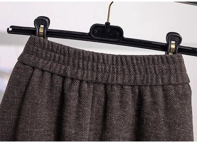 Women's High-Waist Pleated A-Line Midi Skirt - Thickened Autmn/Winter Style