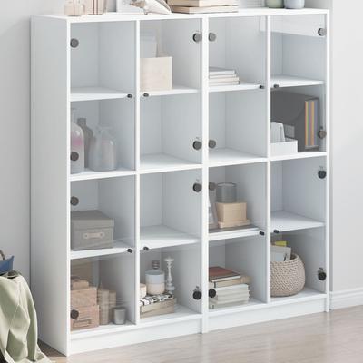 Vidaxl Biblioteczka Z Drzwiczkami, Biała, 136X37X142 Cm