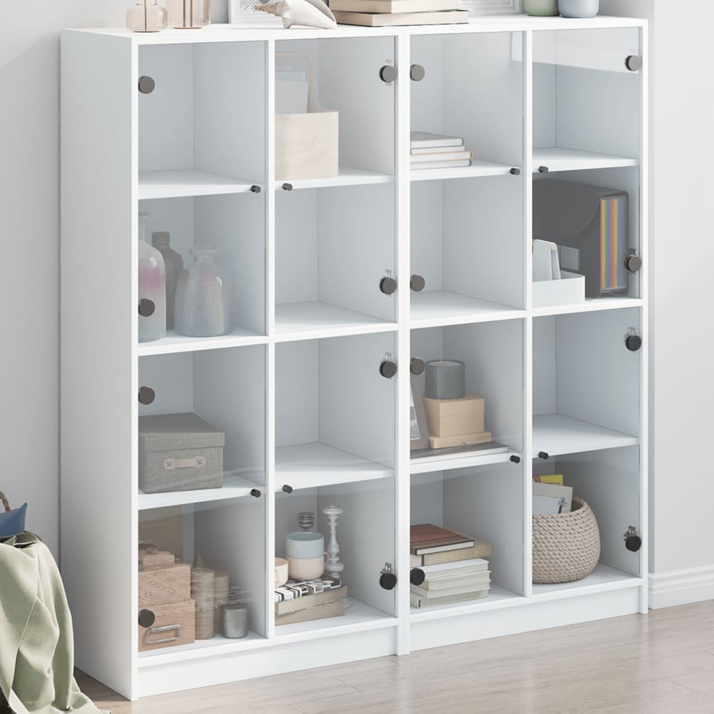 Vidaxl Biblioteczka Z Drzwiczkami, Biała, 136X37X142 Cm