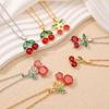 Cherry Fruit Necklace - A Simple and Versatile Summer Accessory for Women, Featuring A Lockbone Chain with A Charming Cherry Fruit Design.