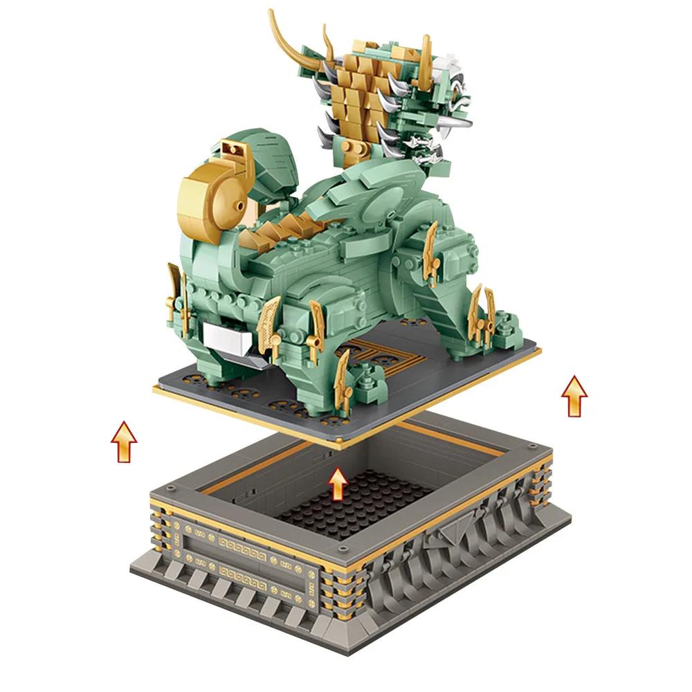 LOZ mini Blocks Teens Building Toys DIY Brcks Puzzle Chinese Beast Kylin New Year Gift 1921 Home Decor Presents