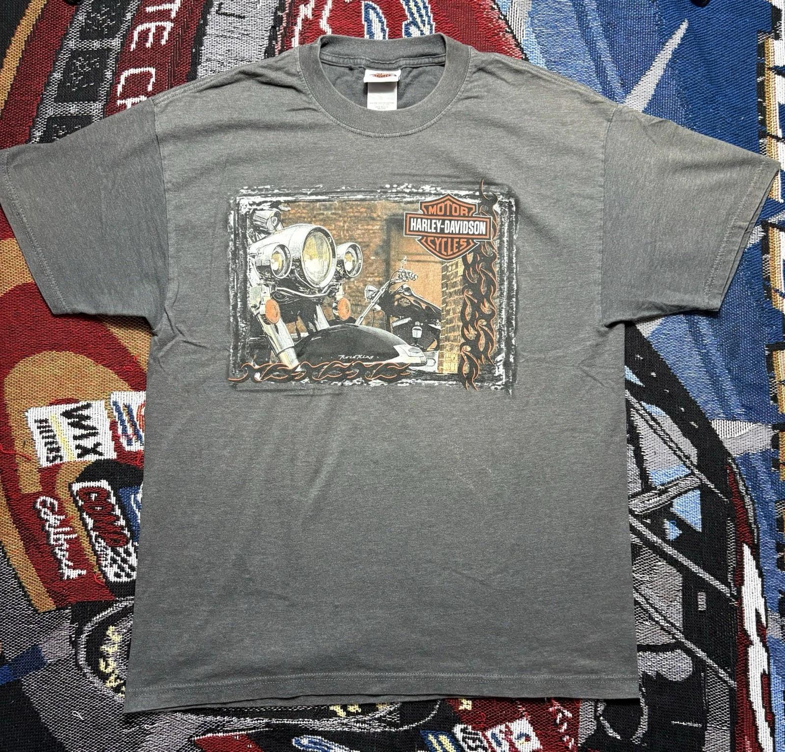 Vintage Harley Davidson Shirt Motorcycle Flame Biker Boston, MA Men’s Large XL