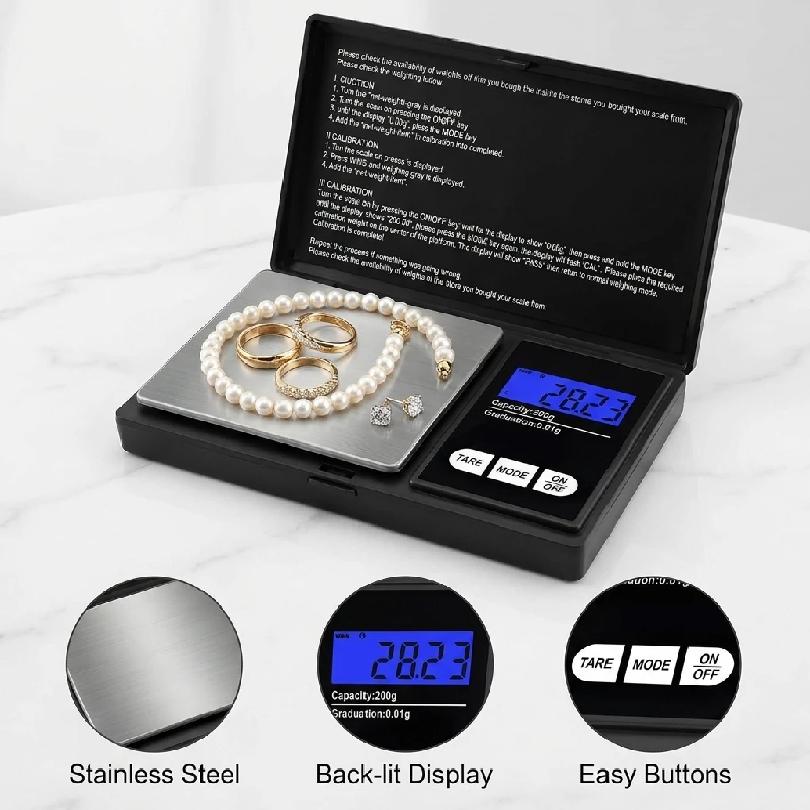 Mini Digital Pocket Scale High Precision 0.01g Stainless Steel Portable Jewelry Gold Gram Weight Balance Electronic Tool
