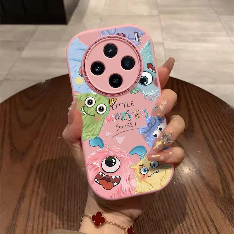 Full Coverage Shockproof Silicone Phone Case Vivo X100 Ultra X100S X90 Pro X80 Pink Monster Cartoon Design vivo X100 Ultra