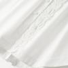 [ELLE] Women's Blouse, 100% Cotton, Lace Placket, Raglan Sleeves, Pleated Sleeves, White, Long Sleeves, Elegant, Stylish, Sizes S, M, L