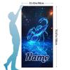 1 telo mare personalizzato con segno zodiacale Scorpione, telo da bagno personalizzato con costellazioni e cielo stellato per piscina e viaggi.