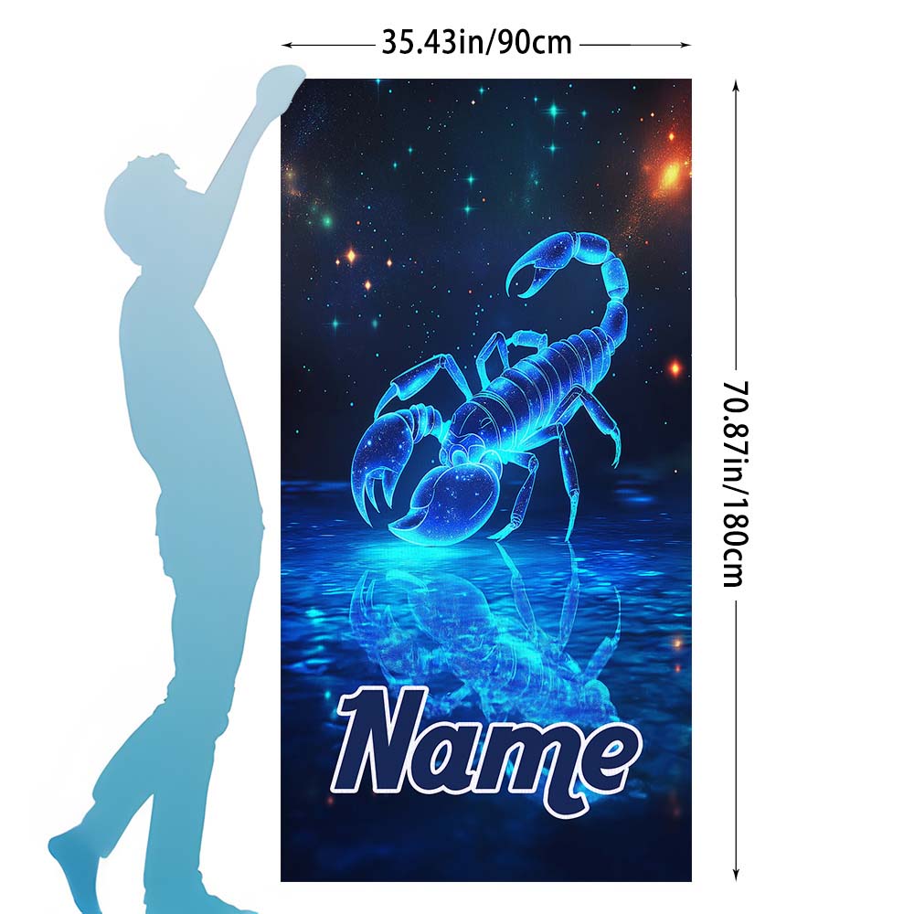 1 telo mare personalizzato con segno zodiacale Scorpione, telo da bagno personalizzato con costellazioni e cielo stellato per piscina e viaggi.