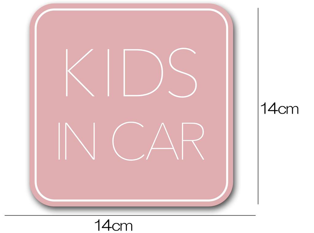 Kids In Car Magnetic Sticker (Simple Design) Kids On Board Sticker Sign Pink (Magnet)