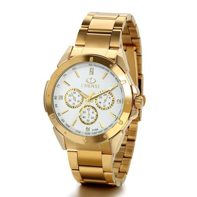 JewelryWe Gold Watch with Stainless Steel Popular Analog Fashion Gold and Perfect for and Casual Perfect Gift Men's Strap, Watch, White, Formal,