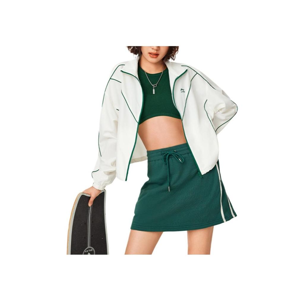 Li-Ning Sports Lifestyle Series Stand Collar Color Block Windbreaker Women Outerwear Off-White AFDU540-1