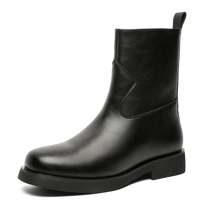 

Британский стиль ботинки Челси мужские нишевые ретро старшие чувство рукав короткие ботинки повседневные сигаретная трубка толстый низ 10311-J 38 чёрный