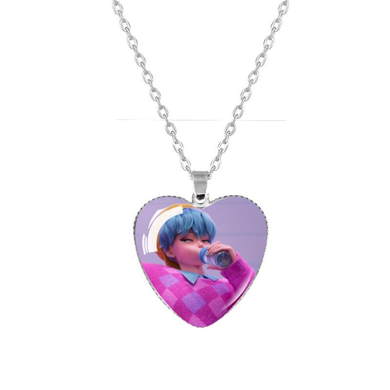 Anime K-pop Demon Heart Shape Pendant Necklace Cartoon Character Idol Jewelry Gifts
