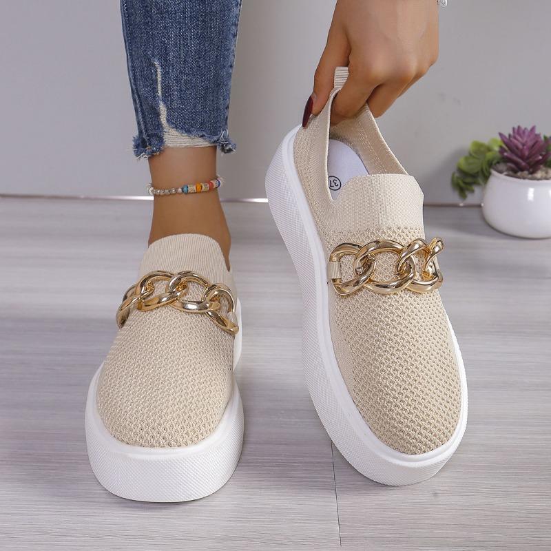 New large-size women's shoes thick-soled fly-woven breathable low-top single shoes women's cross-border foot set lazy wish