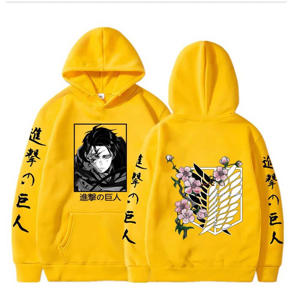 Anime Attack on Titan Plus Size Hoodie Levi Graphic Hood Sweatshirt Men Womnen Fashion Brand Design Pullover Fleece Hoodies