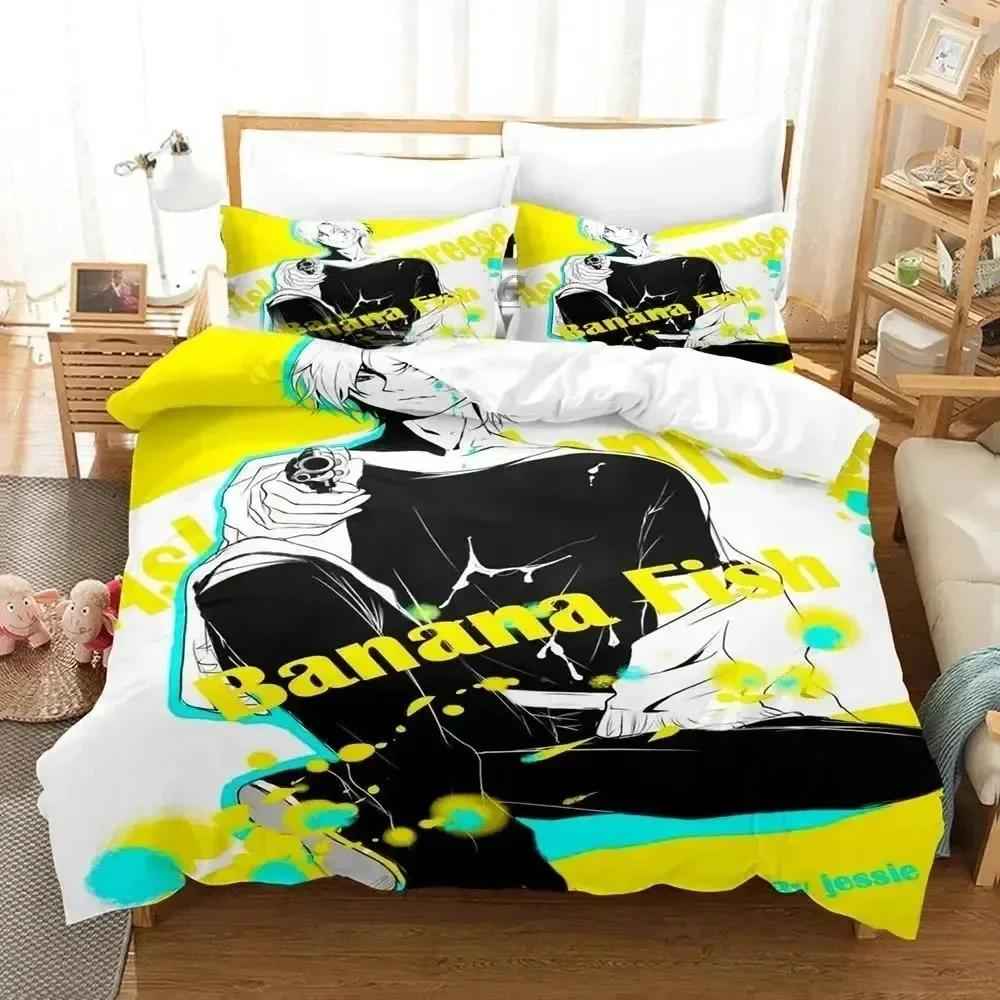 Luxury New 3D Print Anime Banana Fish Bedding Set Duvet Cover Bed Set Quilt Cover Pillowcase Queen Size Boys Adult Bedding Set