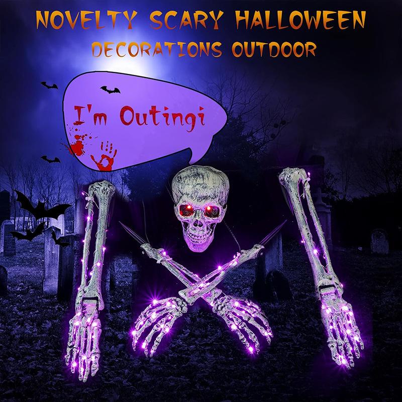 Halloween Decoration Props Luminous Skull 5-piece Set 200 LED Light Skulls Remote Control 8 Modes To Change