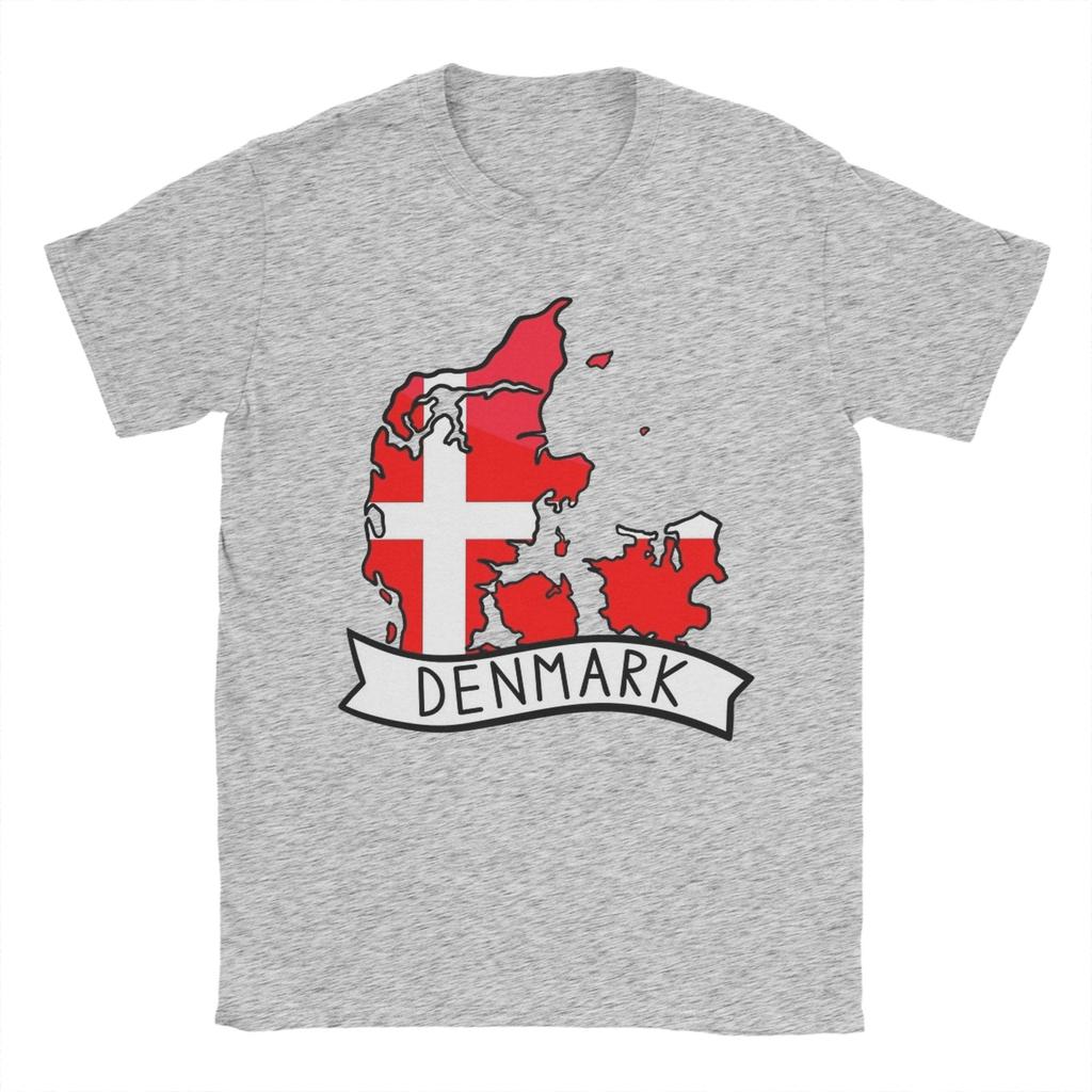 Vintage Denmark Flag Map TShirt Unisex Round Neck Pure Cotton T Shirt Short Sleeve Tee Shirt Gift Clothing