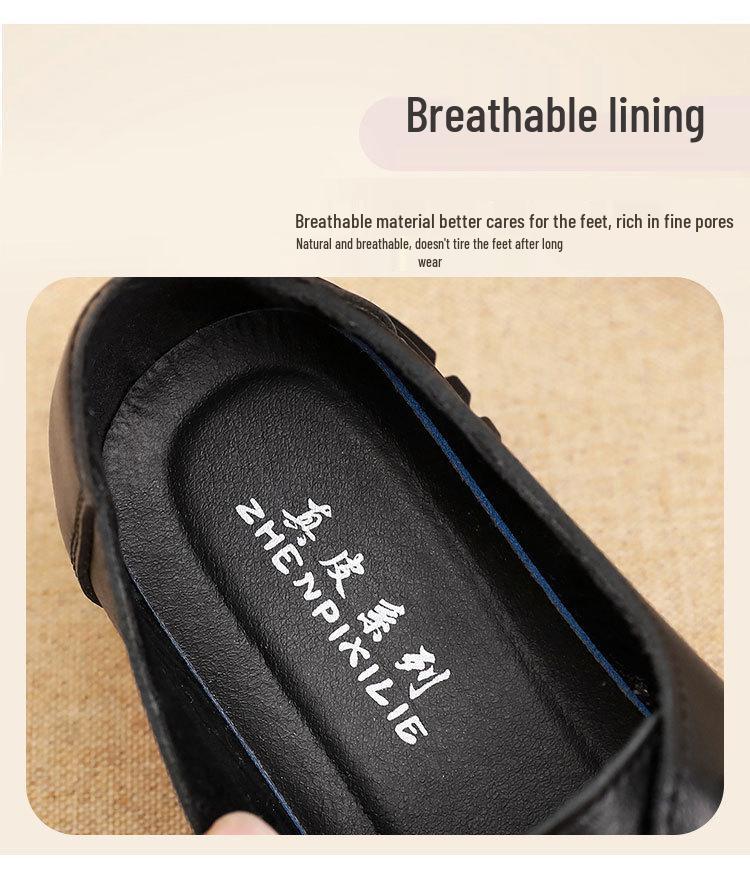 Genuine Leather Soft Sole Comfortable Versatile Women's Shoes for Middle-Aged and Elderly