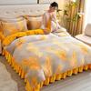 Light luxury high-end thickened milk fleece four-piece set, winter warm quilt cover, double-sided coral fleece anti-static three-piece set