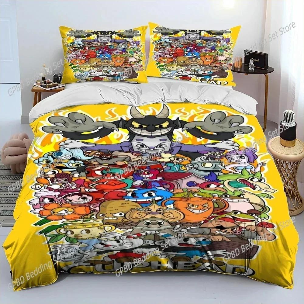 Cuphead And Mugman Game 3D NEW Duvet Cover Pillowcase Bedding Set Adult Boy Girl Bedroom Decoration Children Single Double Large