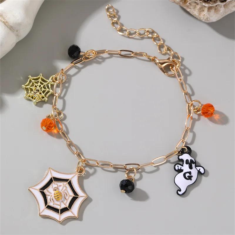 

Halloween Spider Pumpkin Pendant Bracelet for Women Vintage Stackable Halloween Jewelry