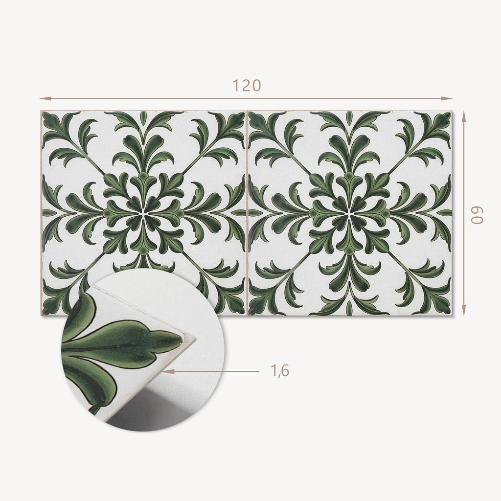Vinyl Panel with Decor for Kitchen or Bathroom 120x60 cm Plant Motif on the Tile