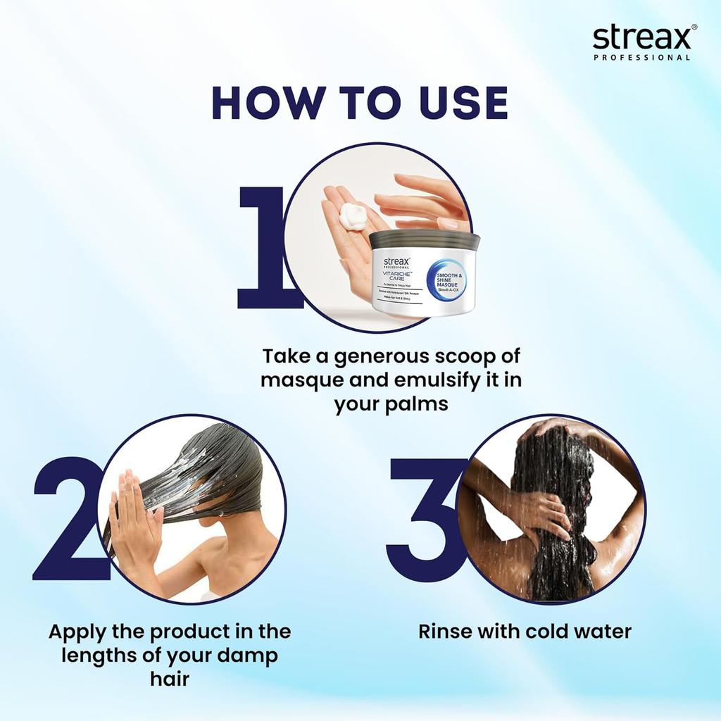 Streax Professional Vitariche Care Smooth And Shine Hair Masque For Dry Hair 200G 1 Pack